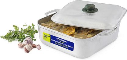 (9 Quart - 24 Cups) Square Caldero – Cast Aluminum Cooking Pot with Lid, Oven Safe Dutch Oven Pot for Rice, Soups, Stews, Roasting & Everyday Cooking1
