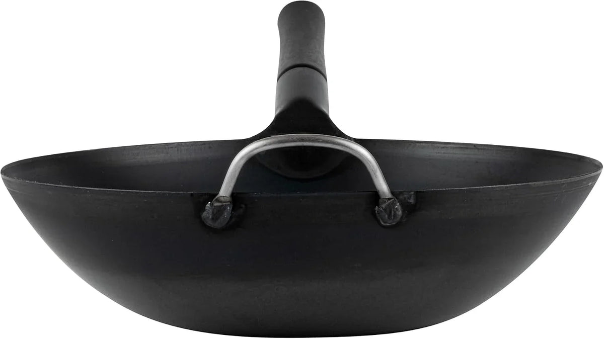 carbon-steel-wok-1-pack-of-13-3-inch-heavy-duty-uniform-heat-distribution-pan-induction-compatible-flat-bottom-wok-welded-handle-black-for-gas-stovetops-and-grills