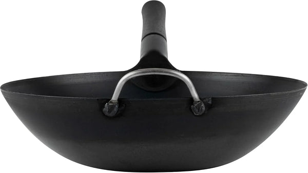 Carbon Steel Wok 1 Pack of 13.3 Inch Heavy-Duty Uniform Heat Distribution Pan Induction Compatible Flat Bottom Wok Welded Handle Black for Gas Stovetops and Grills14