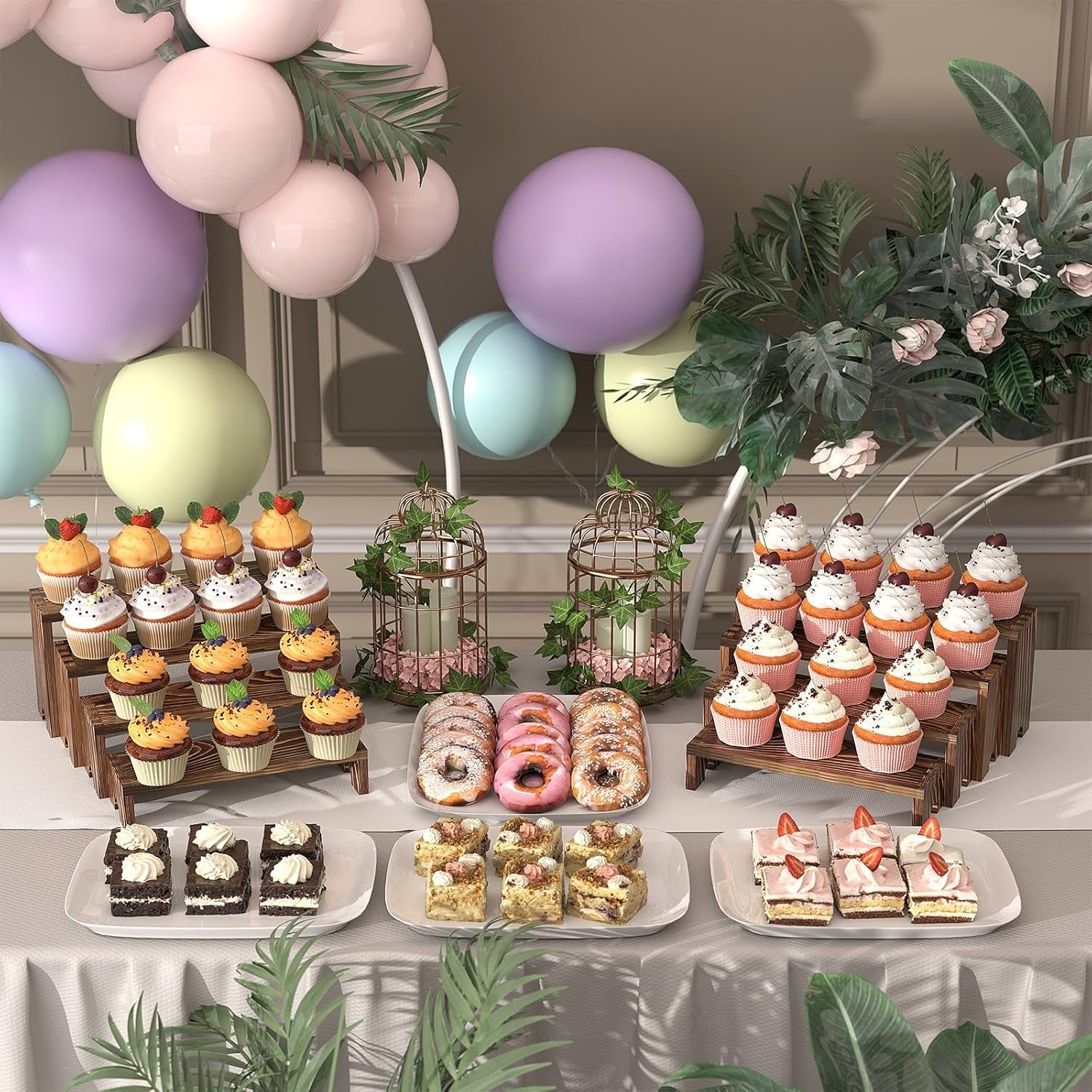 2-set-wooden-tiered-risers-display-stands-for-vendor-events-stackable-wood-cupcake-display-stand-farmhouse-decor-wood-dessert-table-display-set-vendor-booth-display-items-food-display-risers-for-party