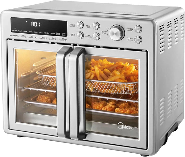 Midea Flexify Classic French Door Toaster Oven Air Fryer Combo, 26.4 QT | 10-In-1 Large Capacity, 26.4 QT Countertop Oven, 25% Faster Cooking and 90% Less Oil, Stainless Steel1