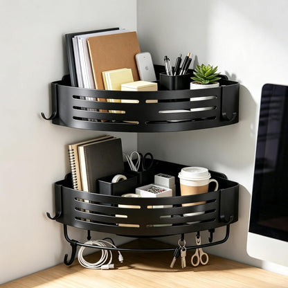 Adhesive Black Corner Shower Caddy No Drilling,2-Pack Aluminum Shower Shelf8