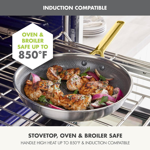 Hybrid 2 Piece (9.5" & 11") Stainless Steel & Ceramic Skillet Set | APEX Tri-Ply Pan, Pfas-Free Thermobond Nonstick, Induction & All Cooktop Compatible, Dishwasher & Oven Safe up to 850F, Gold6
