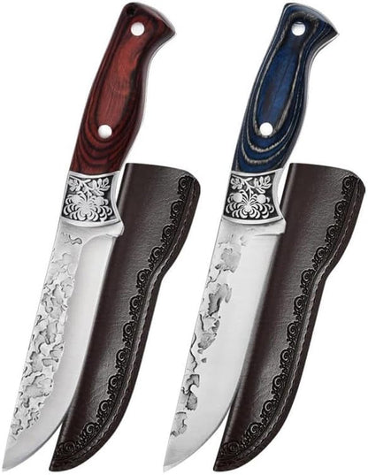 Meat Cleaver, Forged Cleaver Kitchen Stainless Steel Hand Meat Knife Paring Fishing Portable Butcher Boning Knives Cover(2Pcs)1