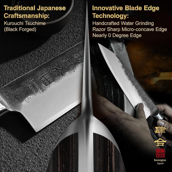 Chef Knife, Black Forged Japanese Kitchen Knife with High Carbon Stainless Steel and Full Tang Pakkawood Handle, Christmas Gift with Premium Box (8.27 Inch Kiritsuke Knife)3