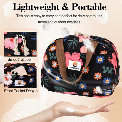 Lunch Box for Women Girls Teens,Cute Lunch Box Cooler Bag, Portable Insulated Small Lunch Bag Women Reusable Corduroy Lunch Tote for Work/Travel/Picnic/School (Flower)5