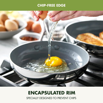Valencia Pro Tri-Ply Stainless Steel 8” Frying Pan Skillet, Pfas-Free Ceramic Nonstick Coating, Induction Ready Cookware, All Cooktops, Eggs & Omelets, Dishwasher & Oven Safe 600F6