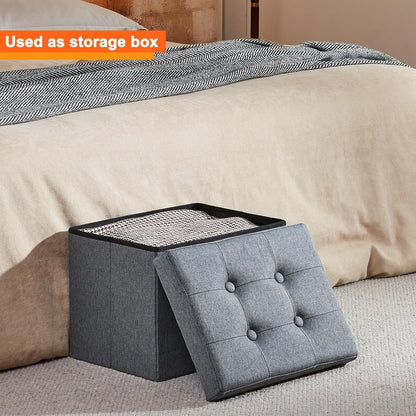 Storage Ottoman Footrest Stool Small Ottoman with Storage Foldable Ottomans Foot Rest Footstool Bench for Living Room 17X13X13Inches Grey2