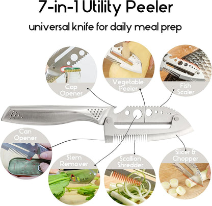 7IN1 Utility Peeler & Shredder with Seamless Steel Handle2