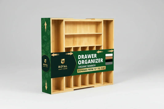 Expandable Bamboo Silverware Drawer Organizer (9 Slot)