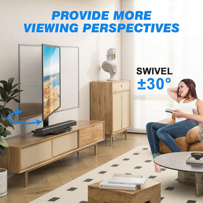 Universal Swivel TV Stand for 27-50 55 60 Inch Tvs | Height Adjustable Tabletop TV Stand Holds up to 88 Lbs, Pedestal TV Stand with Tempered Glass Base, Replacement TV Mount3