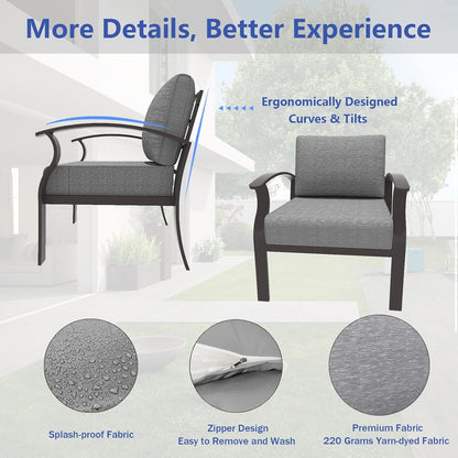 Aluminum Patio Furniture Set with 2 Swivel Chairs 9-Seat Metal Outdoor Furniture Patio Sectional Sofas Patio Conversation Set W/2 Ottomans for Patio, Backyard, Poolside-Grey5