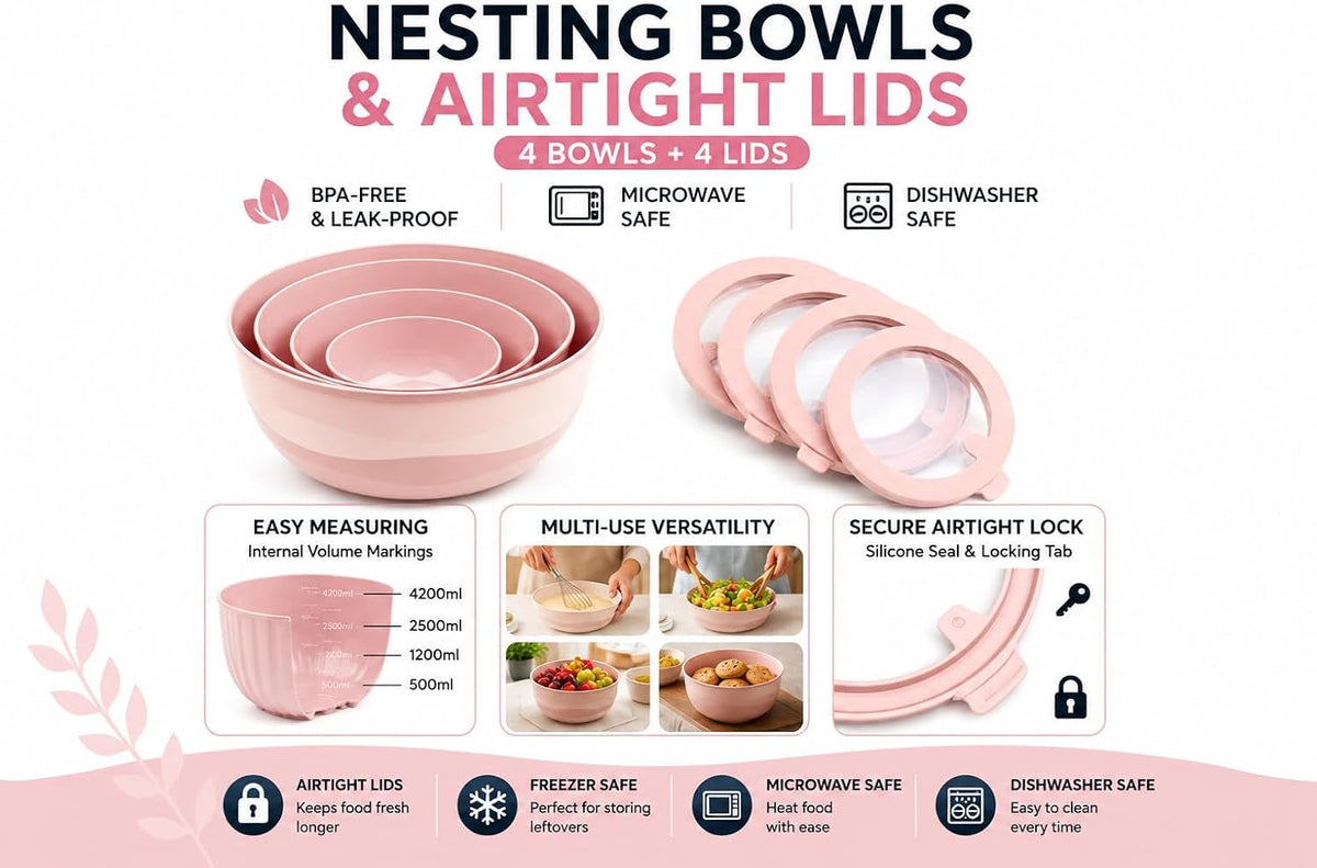 pera-plastic-mixing-bowls-with-lids-8-piece-airtight-leak-proof-nesting-bpa-free-prep-bowl-set-for-kitchen-food-storage-large-4200ml-capacity-microwave-dishwasher-safe-pink