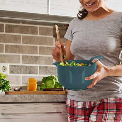 4 Pack Nesting Mixing Bowl with Pour Spout and Handle, BPA Free Microwave & Dishwasher Safe(Green, 4 Pack with Handle)7