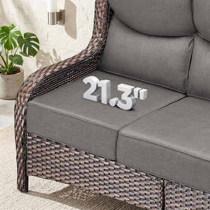 Luxury High Back Outdoor Furniture with 6-Inch Thick Cushions, Patio Furniture Set with Swivel Chairs, 6 PCS Wicker Conversation Set for Porch, Balcony, Deck and Yard7