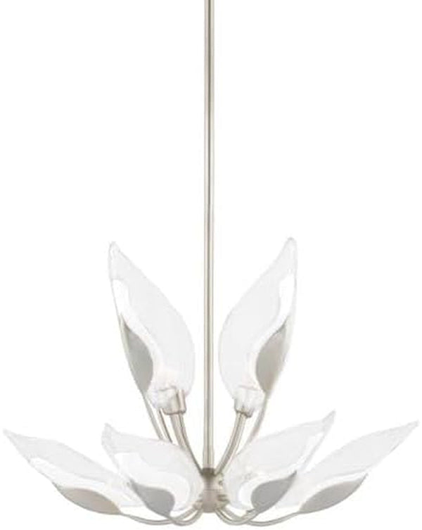 Blossom 10-Light Chandelier | Silver Leaf Finish | Made of Brass & Glass | Damp-Rated for Bathroom Use | Adjustable Hang Height 28-79" | 29" Dia X 18.75" H | 4829-SL2