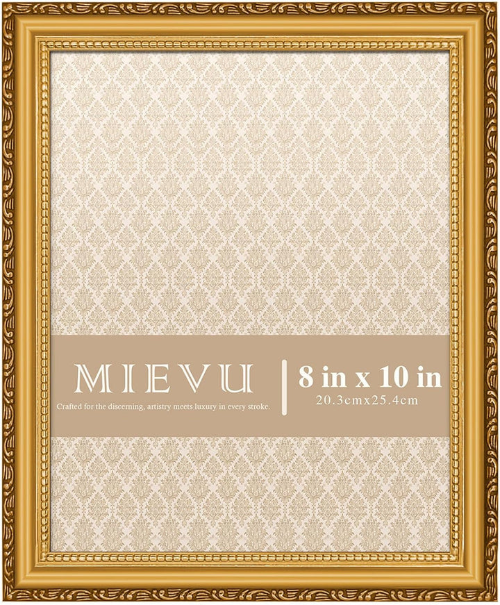8×10 Picture Frame Gold - Picture Frames for Wall Hanging and Tabletop Display, Ornate Photo Frame for Poster,Vintage Frames,With Acrylic