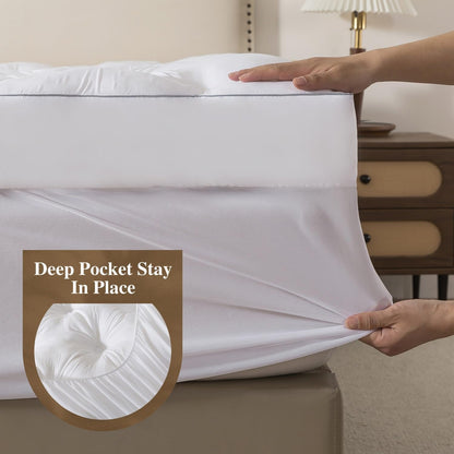 5 Inch Memory Foam Mattress Topper (Queen, 60X80),Deep Pocket | 2000GSM Fluffy Shredded Memory Foam Filled, Extra Soft Pillow Top for Back Pain Relief, Thick & Supportive Bed Topper5