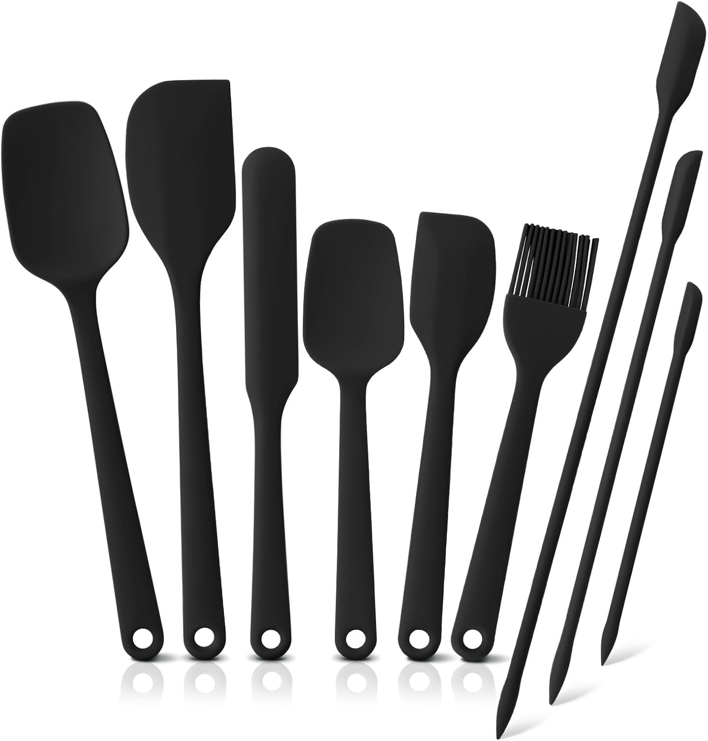 silicone-spatula-set-9-piece-bpa-free-food-grade-heat-resistant-spatulas-for-cooking-baking-seamless-one-piece-design-non-stick-safe-dishwasher-safe-withstands-104-f-to-600-f-black