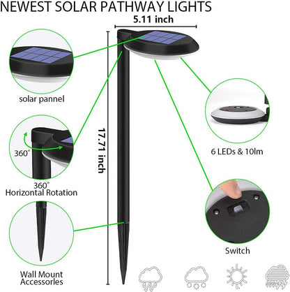 Outdoor Solar Path Lights Waterproof Landscape Pathway Light with 6 White Leds Garden Lighting Decorative for Patio Driveway Backyard (Black-4 Pack)4