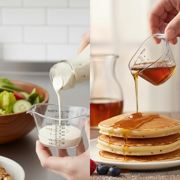 2 Pack Small Measuring Cups, 2Oz/60Ml Mini Measuring Cup with Tsp/Tbsp/Oz/Ml Markings, Clear Easy-Read Scale for Kitchen, Resin, DIY, Beauty Mixing (2)6