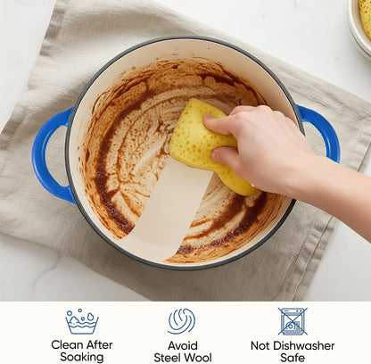 6 Quart Dutch Oven Pot with Lid, Non Stick Enameled Cast Iron Dutch Oven for Bread Baking, Heavy-Duty, Oven Safe Ceramic Cookware up to 500°F for Baking, Braising, Stews, Roasting, Blue7