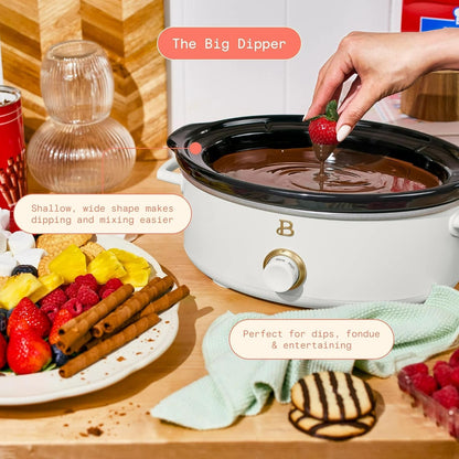 2.5 Quart Dip Warmer Slow Cooker, Mini Crock Pot for Cheese Fondue Sauces and Appetizers, Compact Electric Cooker with Low High Warm Settings (White Icing)3