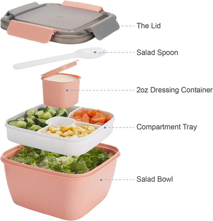 Salad Lunch Container to Go, 2 Packs 52-Oz Salad Bowls to Go for Lunch2