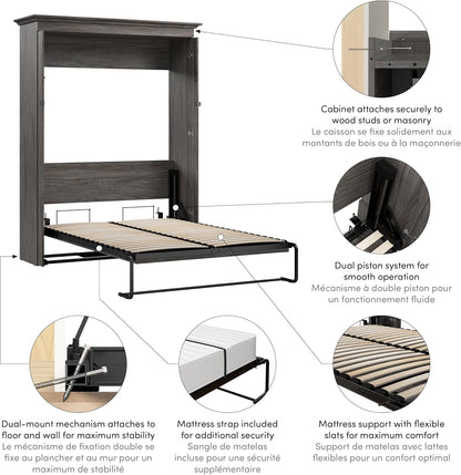 Full Murphy Bed, Walnut Grey, Versatile, 66W9