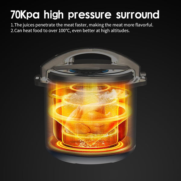 12L/12.8Qt Commercial Electric Pressure Cooker, Digital Control, 304 Stainless Steel Inner Pot, Serve for 15-25 People, 1600W/120V with US PLUG, Suitable to Small Restaurant, Canteen, Hotel7
