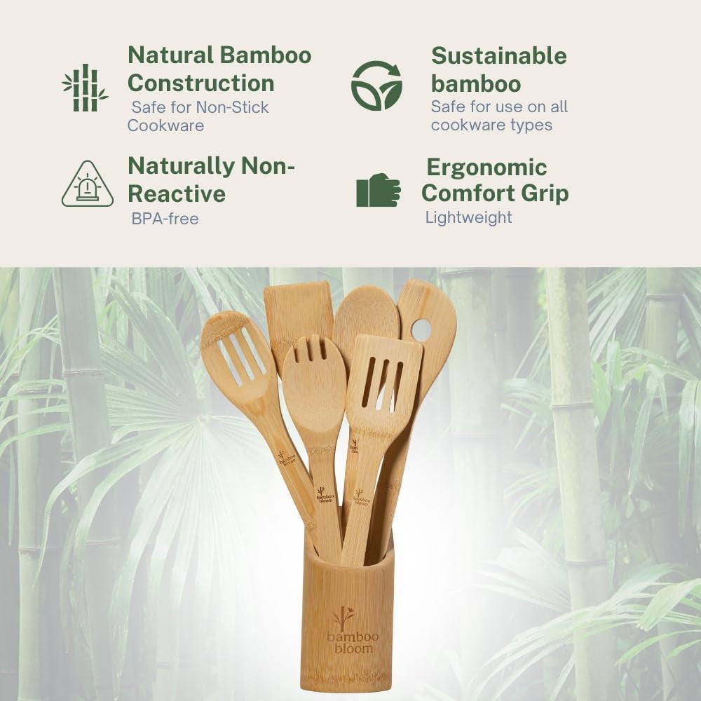 6-piece-kitchen-utensils-set-bamboo-cooking-utensils-with-comfort-grip-including-utensil-holder-bamboo-spoons-shovels-spatulas-wooden-utensil-set-for-non-stick-pans-kitchen-essentials