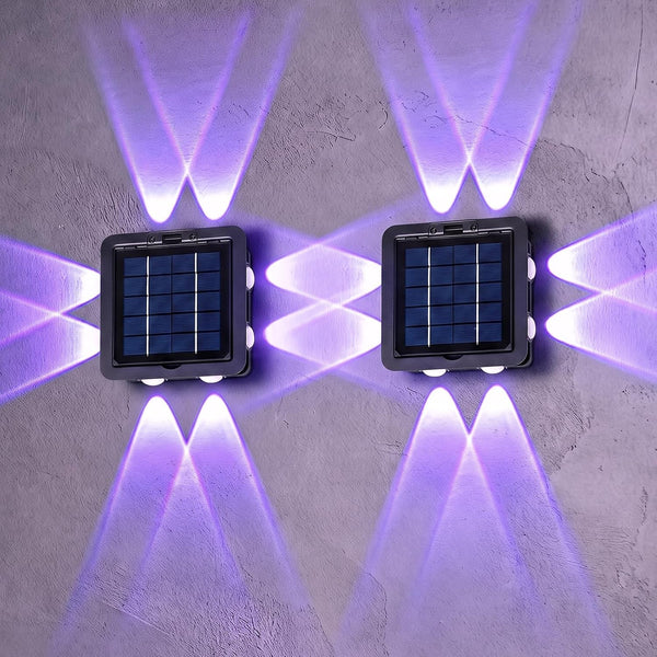 Solar Wall Lights Outdoor 2 Pack,Rgb Fence Lighting1