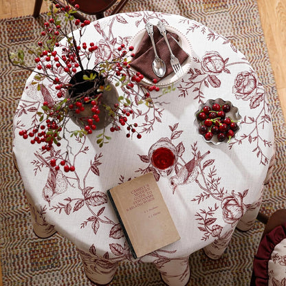 Designer French Linen round Tablecloth,Diameter 55"-Harmony3