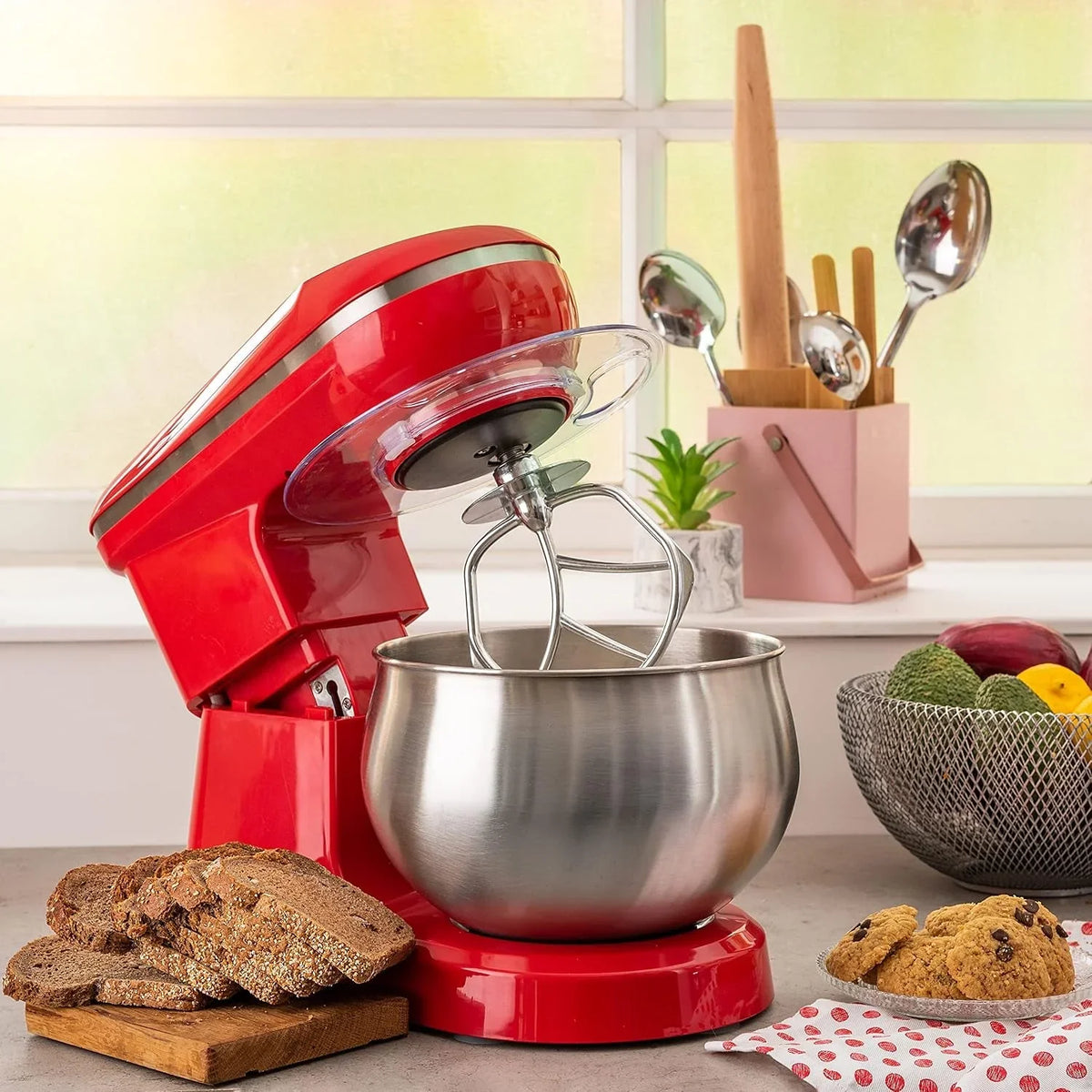 stand-mixer-6-speed-electric-mixer-with-5-5-quart-stainless-steel-mixing-bowl-red-body-kitchen-mixer-with-dough-hook-whisk-beater-baking-spatula-classic-food-mixer