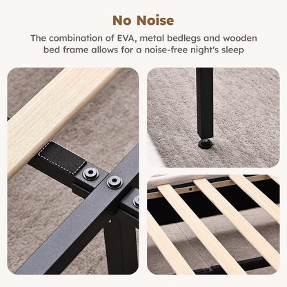 Twin Size Cloud Platform Bed for Kids, Soft Boucle Toddler Bed Frame, Cream7