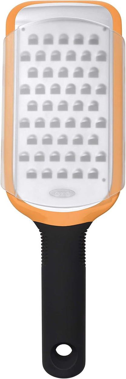 OXO Good Grips Etched Coarse Grater with Handle, Orange | Coarse Kitchen Grater, Sharp Etched Teeth, Non-Slip Handle, Hard Cheese, Vegetables, Chocolate, Easy Grip9