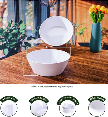 11.5-Inch Melamine Mixing Bowls (Set of 2) - Unbreakable and Reusable Large Serving Bowls, Stackable and Dishwasher-Safe - Versatile for All Meals3