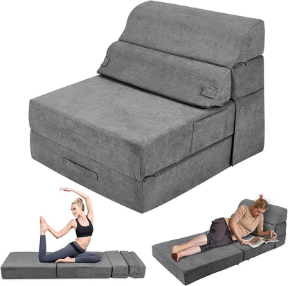 Folding Sofa Bed Sleep Sofa, 3-In-1 Convertible Sleeper Chair, Gery1