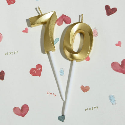 70Th Birthday Candles,Gold Number 70 Cake Toppers,70Th Birthday Decorations for Party Decoration3