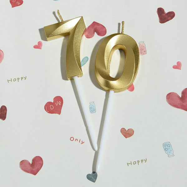 70Th Birthday Candles,Gold Number 70 Cake Toppers,70Th Birthday Decorations for Party Decoration3