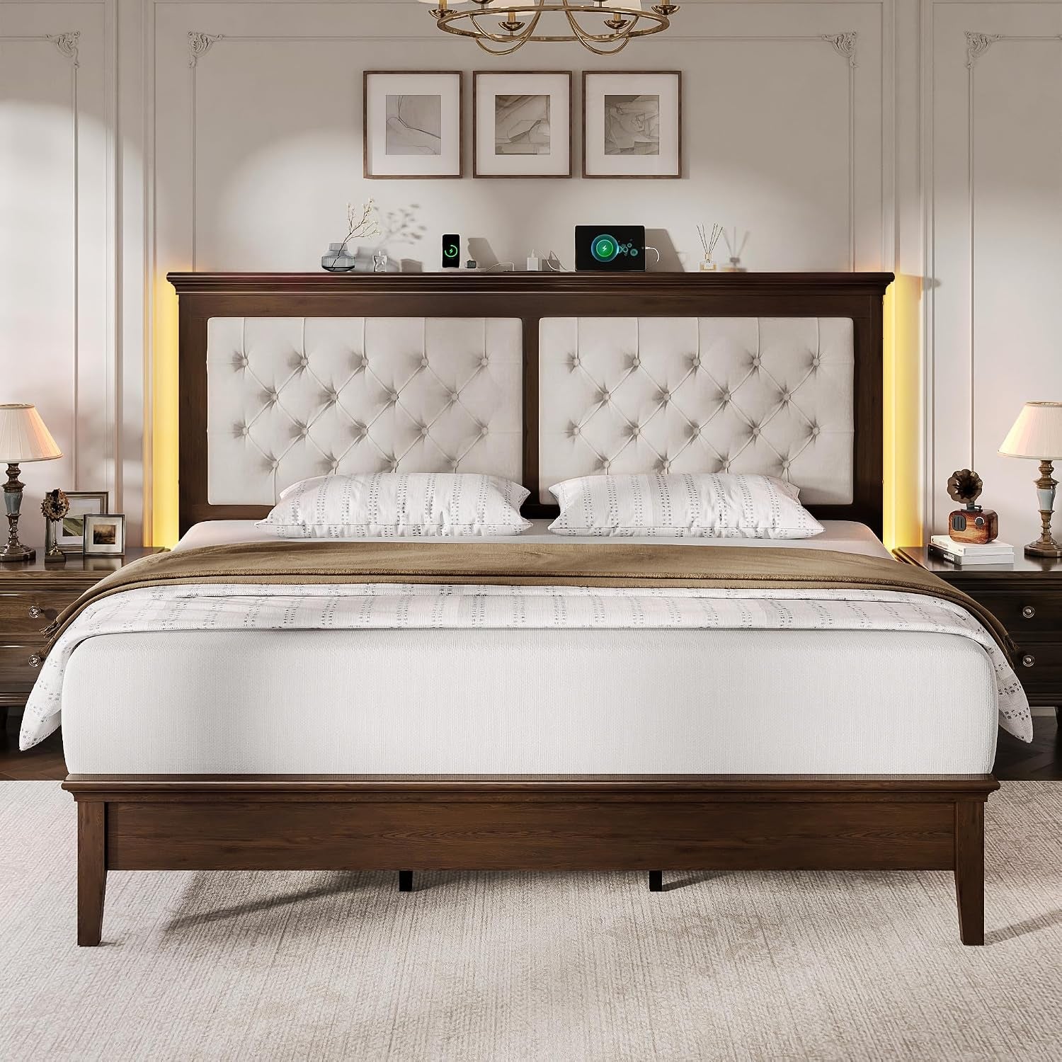 solid-wood-king-size-bed-frame-46-tall-diamond-tufted-upholstered-headboard-american-classic-flat-top-bed-stable-structure-wood-slats-support-noise-free-no-box-spring-needed-walnut