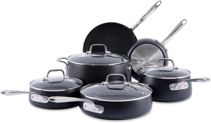 All-Clad HA1 Expert Hard Anodized Nonstick Cookware Set (10 Piece) Pots, Frying Pans, Dishwasher-Safe, Oven-Safe up to 500°F Compatible with All Stovetops (Gas, Electric & Induction) - Black1