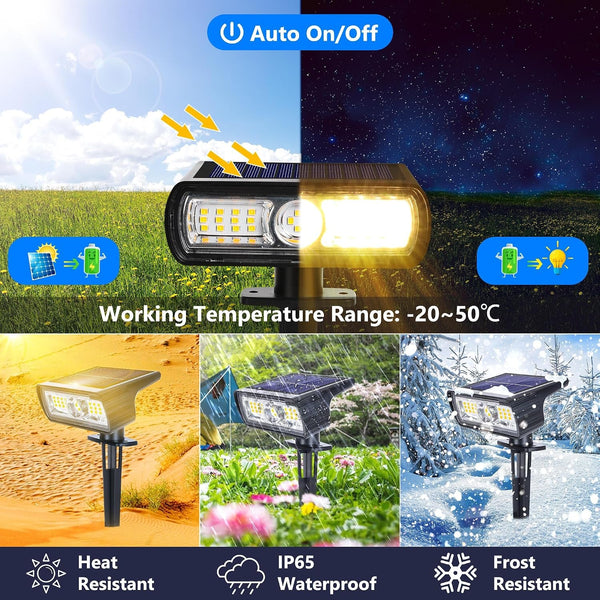 Solar Spot Light Outdoor, 2 Pack Solar Lights Outdoor with 2 Modes3
