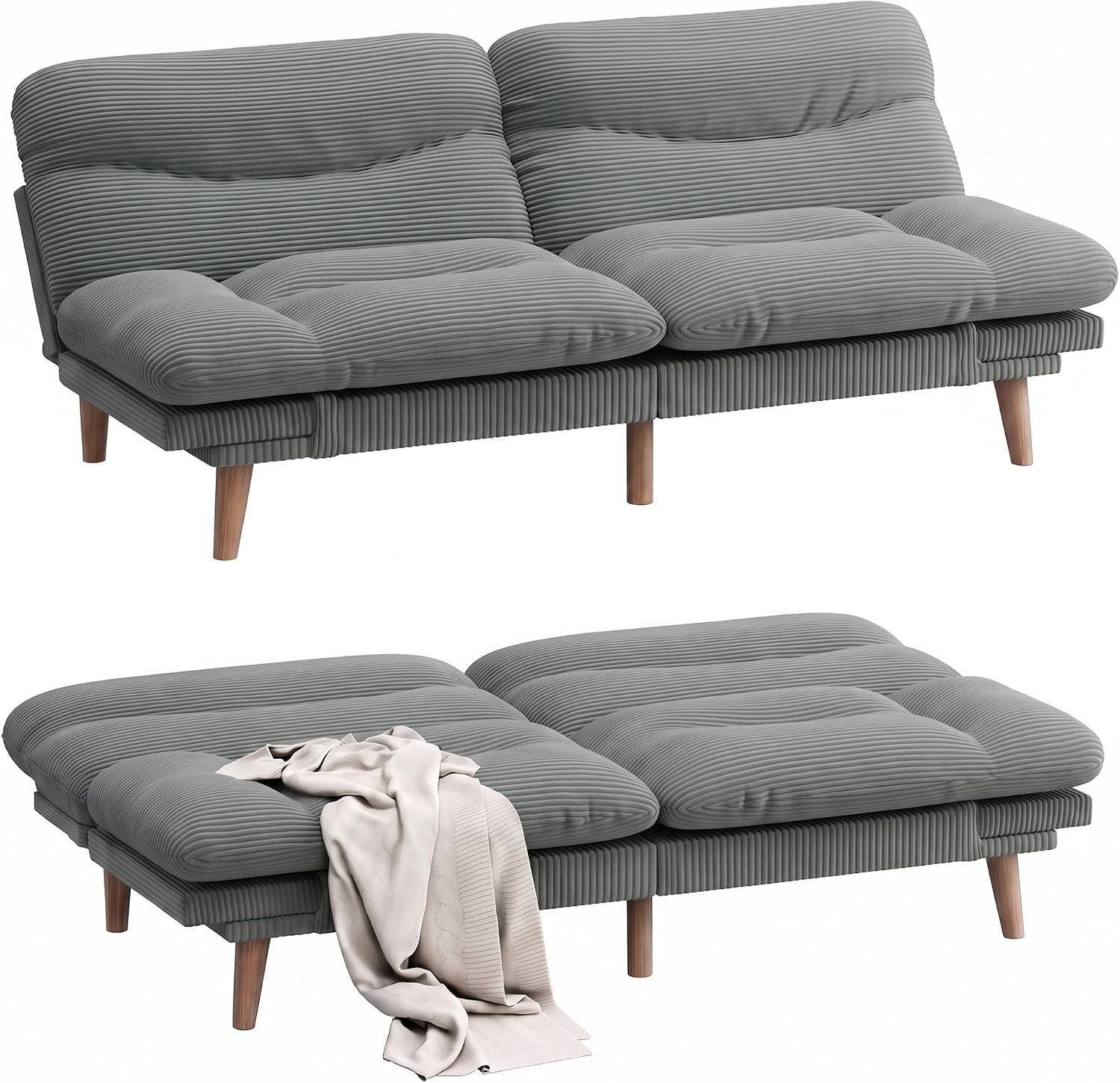 67-convertible-futon-sofa-bed-modern-corduroy-loveseat-dove-grey