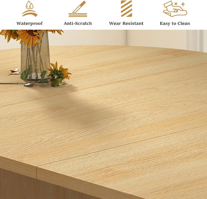 41 In-78 in Extendable Dining Room Table for 4-8, round Expandable Kitchen Table with Fluted Base, Modern Farmhouse Oval Dinner Tables for Dining Room Kitchen Living Room (Natural)4