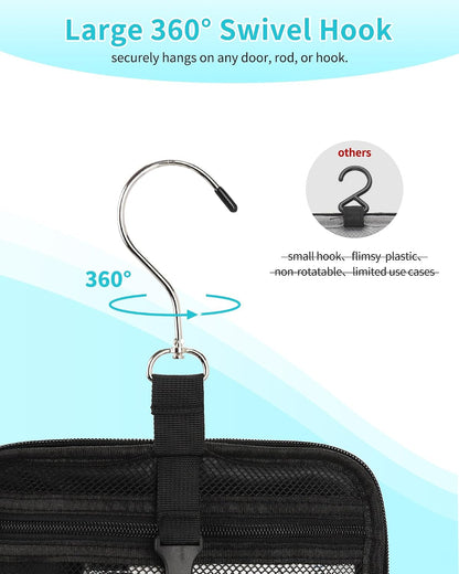 Hanging Shower Caddy Portable Bag - Quick Dry Shower Tote for Dorm College Essentials, Water-Resistant Travel Toiletry Bag with Separate Compartment & Multiple Pockets (Black, M)5