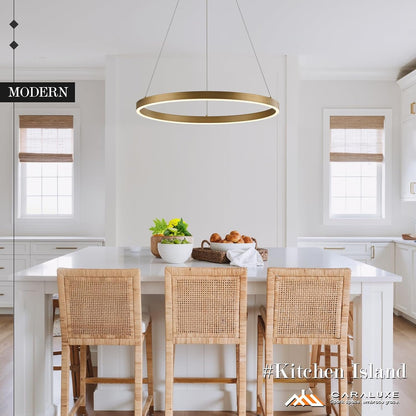 Modern LED Ring Chandelier Brass Gold Chandeliers 24In Dimmable5