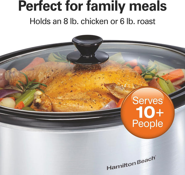 Set & Forget 8 Quart Programmable Slow Cooker | Flexible Cooking Options with 3 Heat and Adjustable Time Settings | Dishwasher-Safe Stoneware Crock & Glass Lid | Silver2
