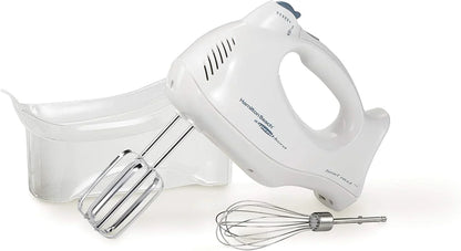Power Deluxe 6-Speed Electric Hand Mixer with Quickburst | Powerful 250 Watt Motor | Traditional Beaters | Whisk | Snap-On Storage Case | Bowl Rest | White | 62695V1