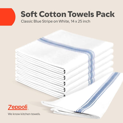 Classic Dish Towels - 15 Pack - 14" by 25" - 100% Cotton Kitchen Towels - Reusable Bulk Cleaning Cloths - Blue Hand Towels - Super Absorbent - Machine Washable2